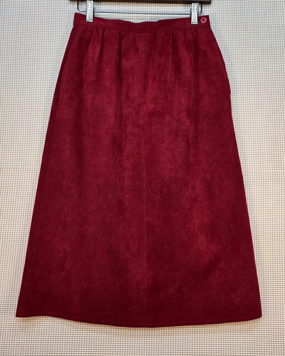 VTG 70s 80s Ultrasuede A-Line Midi Skirt Red Size 8 Union Label‎ Made in USA